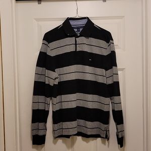 Black and Gray Striped Button Up Shirt